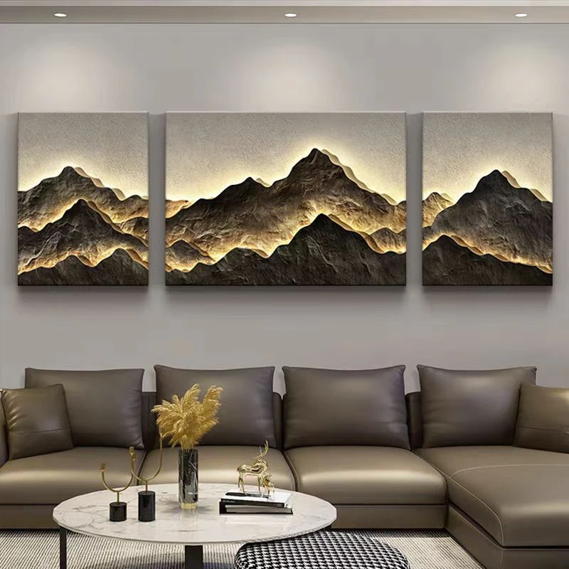 现代客厅高级感装饰画三联抽象画沙发墙花卉挂画6080
