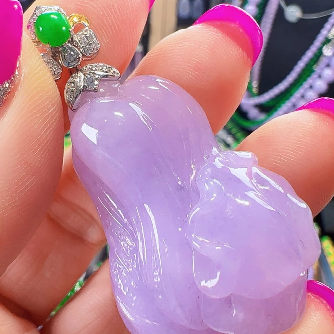 翡翠18K金镶嵌颈饰签收后24小时鉴赏期