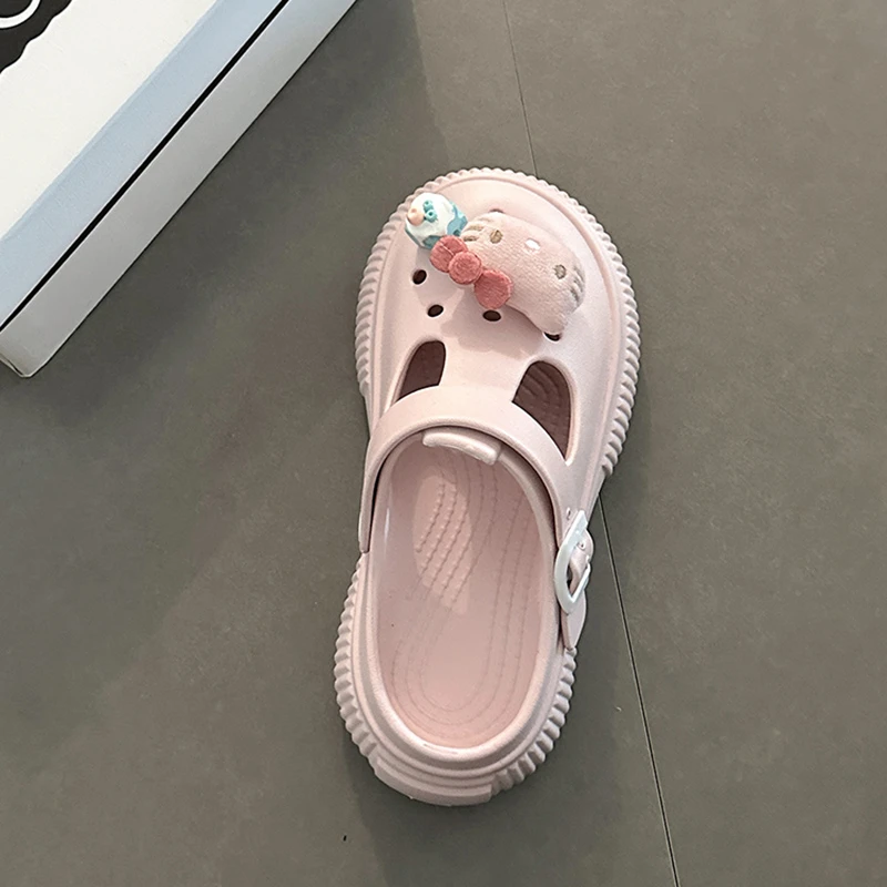 可爱卡通休闲舒适洞洞鞋女2025夏季新款外穿透气舒适包头凉拖鞋潮