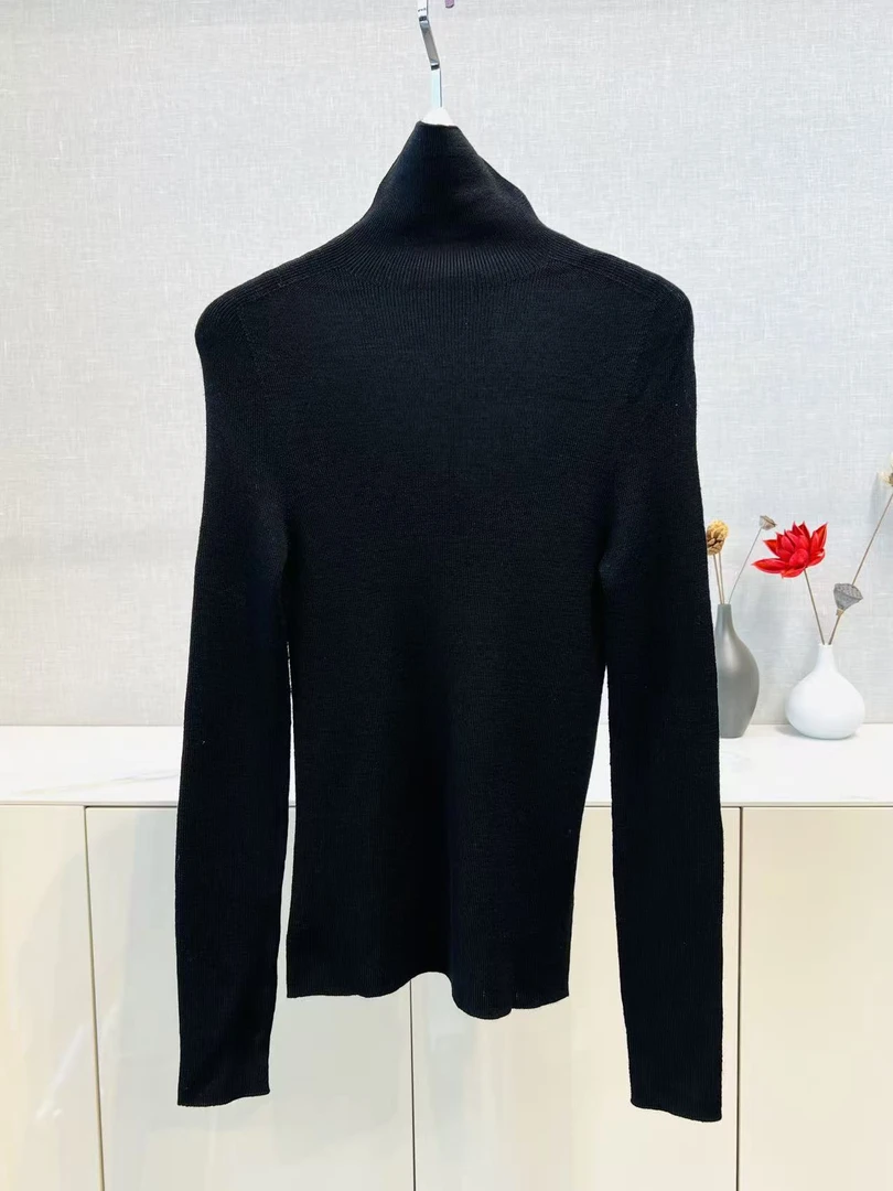 杨子纱秋冬季新款高领纯色长袖显瘦套头打底上衣百搭