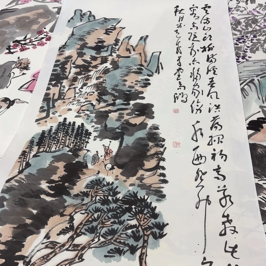 国画唐****d高鸿四尺童