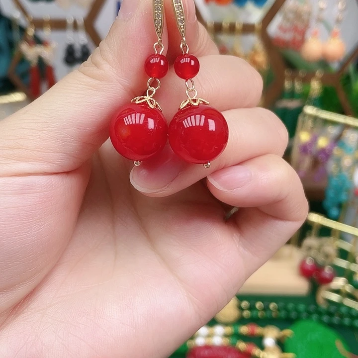 玛瑙/玉髓合金耳饰