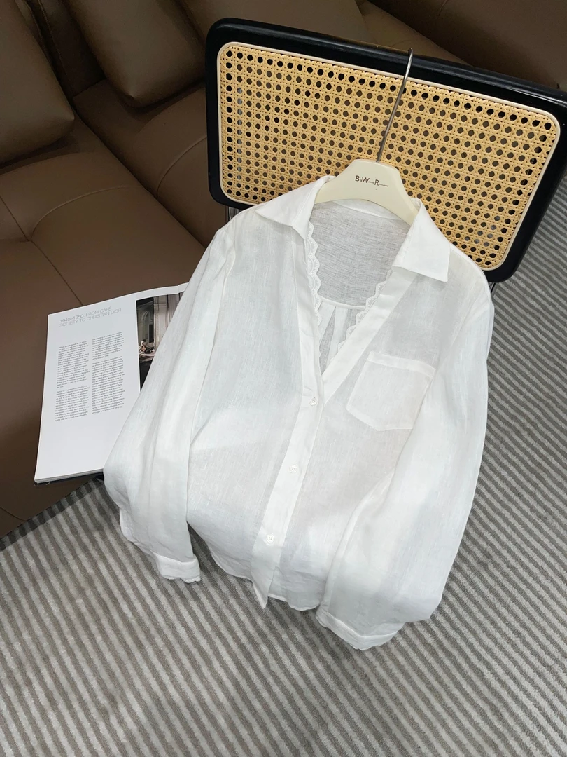 BIG WHITE REMADE“都市轻行”高端100亚麻百搭衬衫外套D5L237