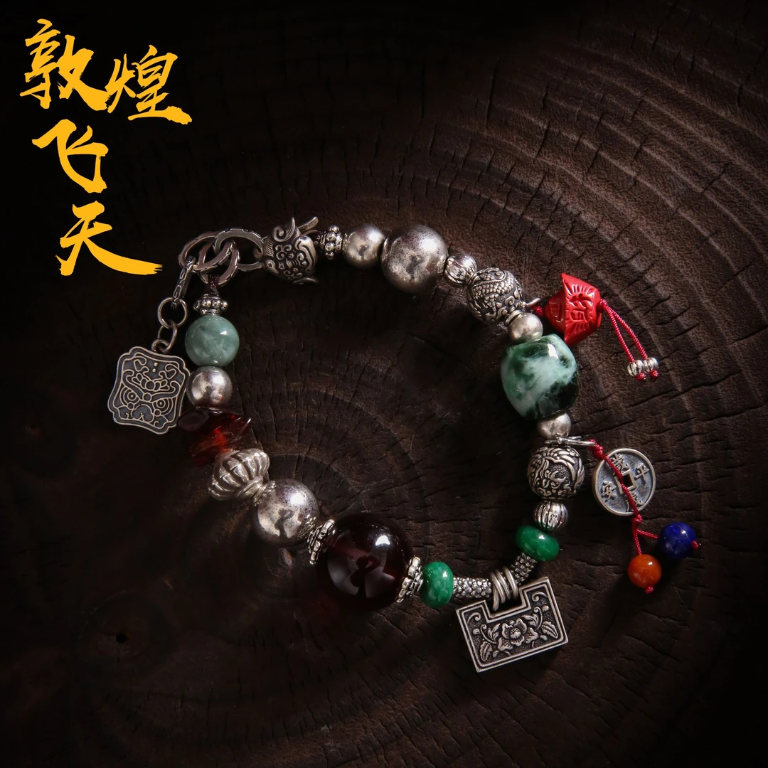 925银手链 《早》S08217 莲花圆珠串珠手链女新中式个性