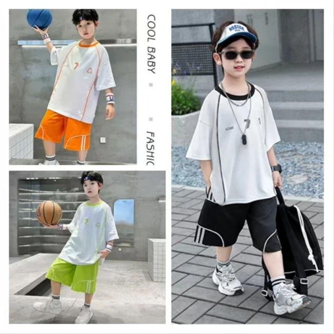 【夏日运动套装】儿童夏季新款球服速干衣套装中大童透气篮球服套