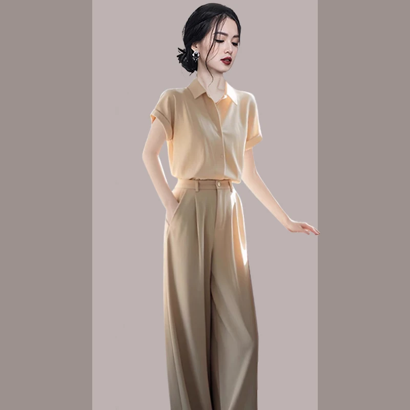 2025新款冷淡系高级感干练气质时尚职业衬衫裤子两件套装女装夏季