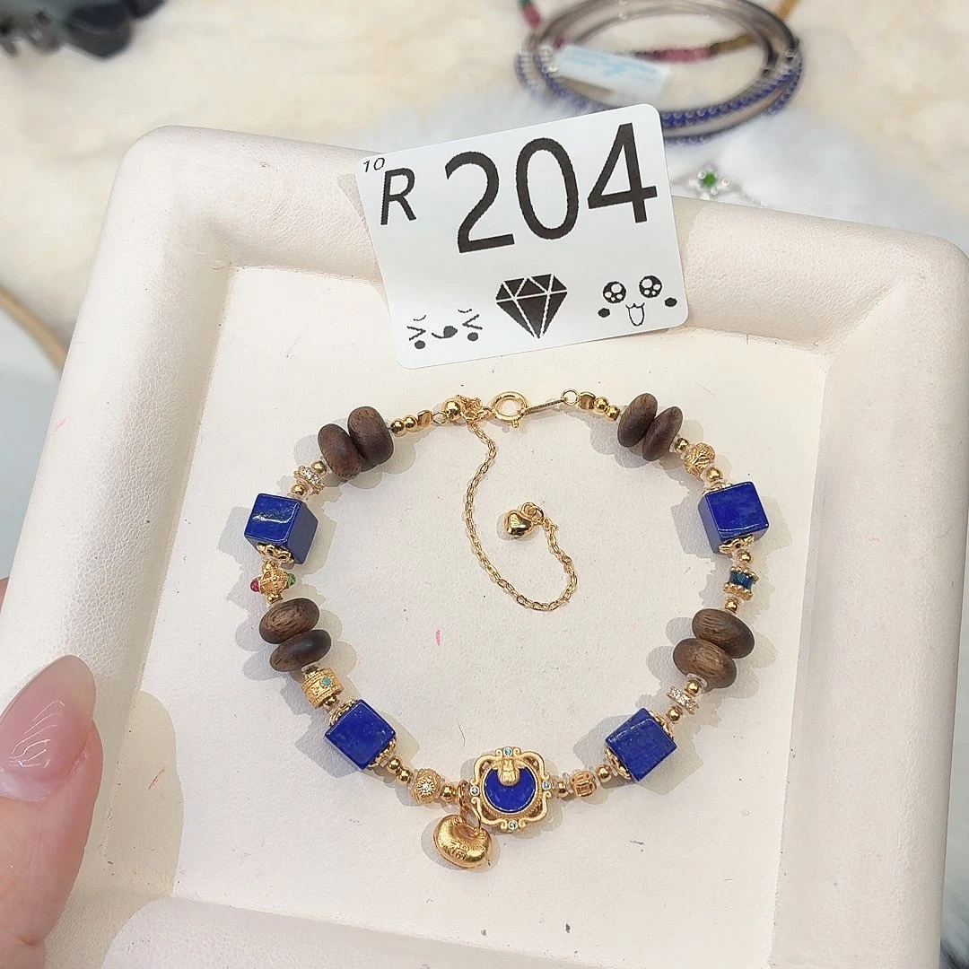 青金石银S925镶嵌手串