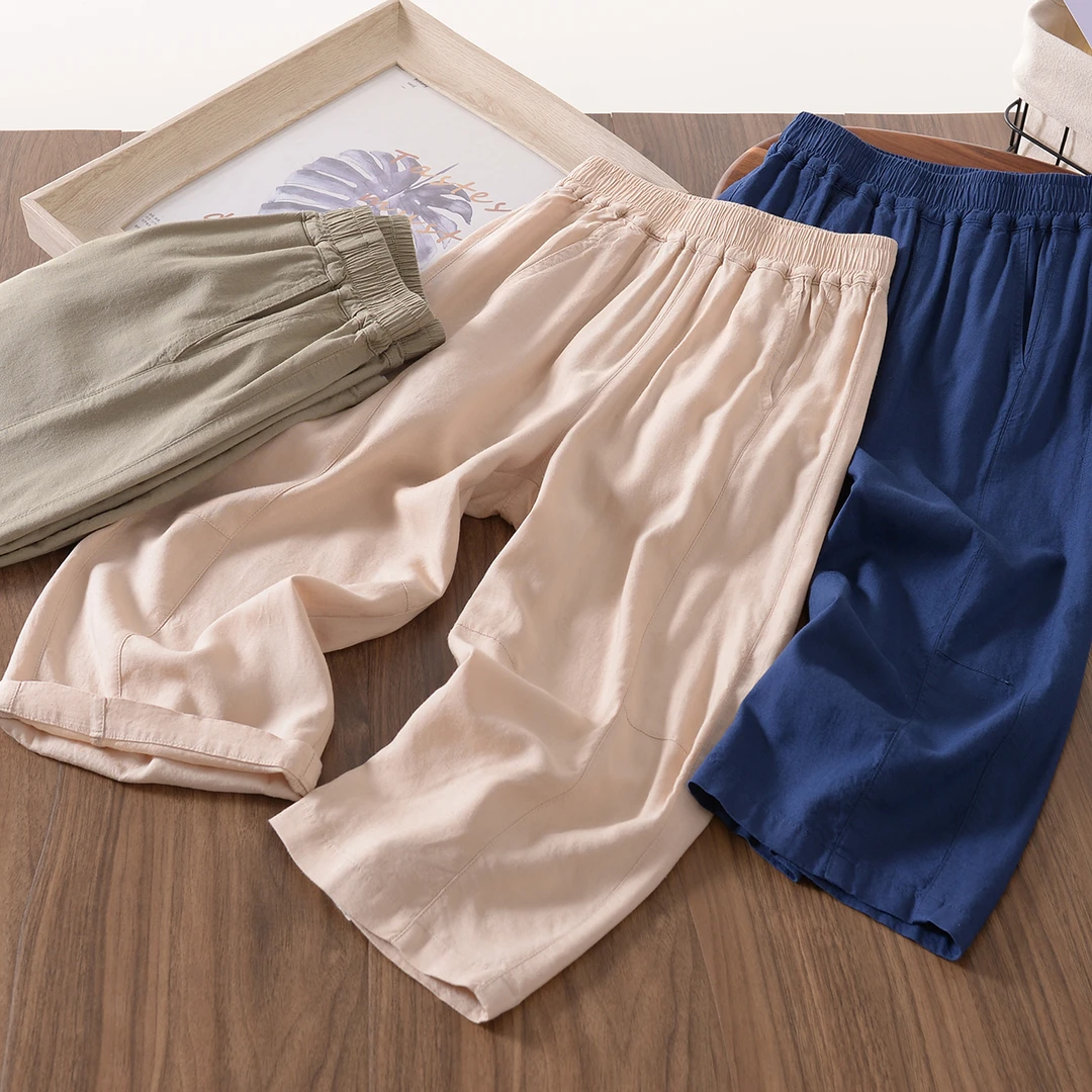 258XK18【天然麻系列】童装夏季清凉休闲9分裤中大童柔软百搭直筒裤