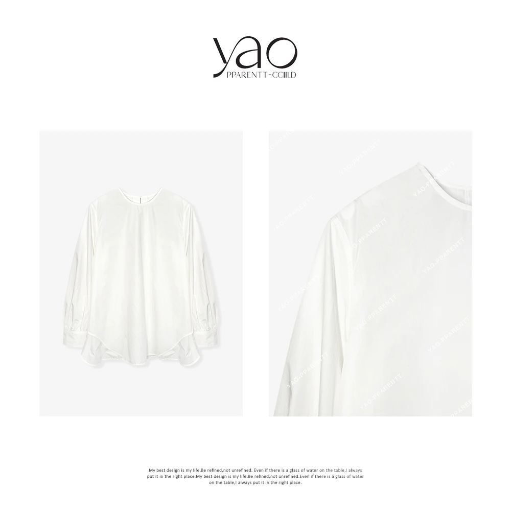 YAO PPARENTT-CCIILD早春极简圆领套头长袖衬衫上衣Y2578