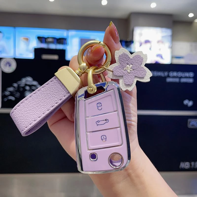 适用于大众速腾钥匙套宝来汽车途岳探岳plus朗逸途铠polo探歌扣女