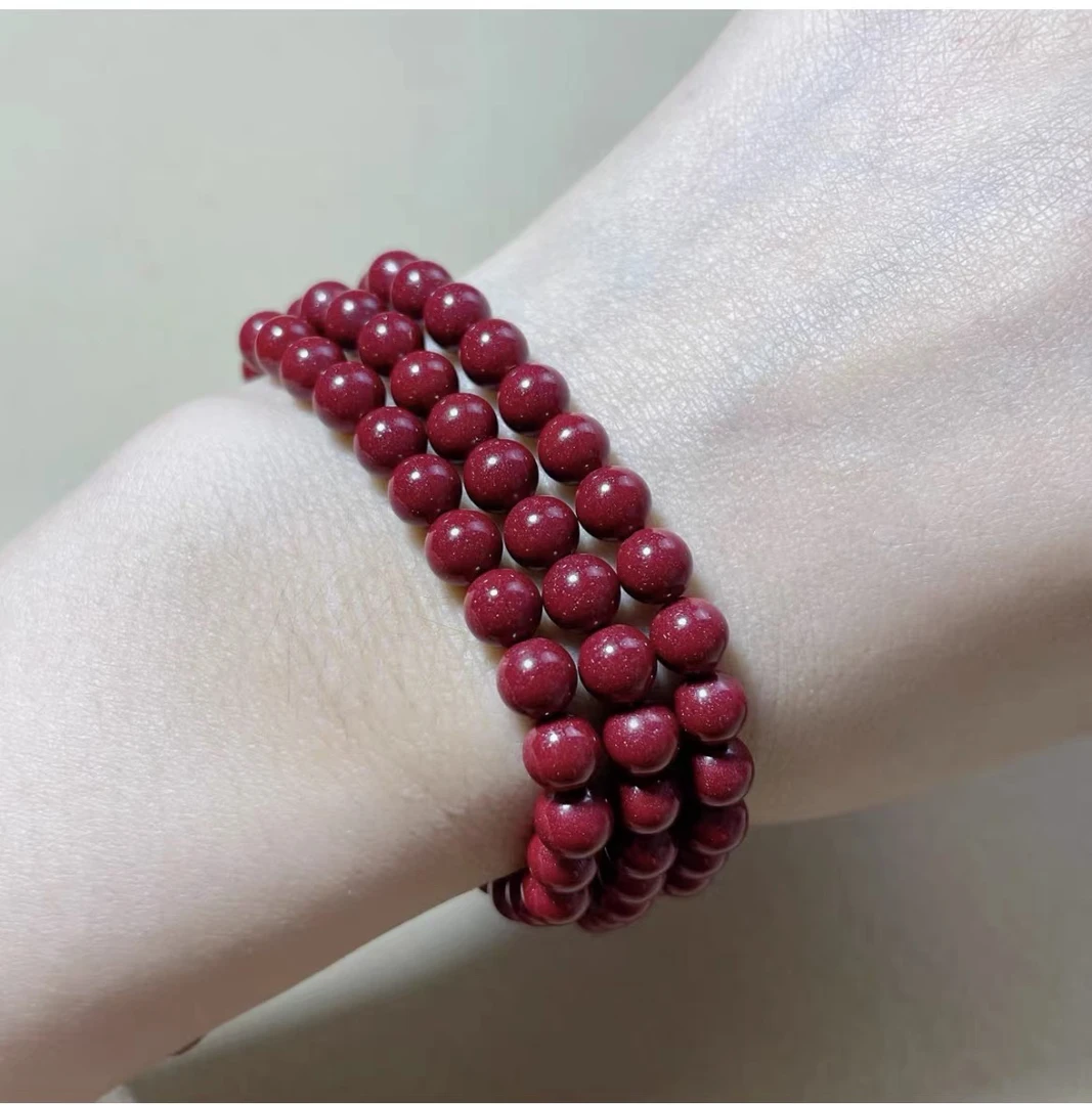 含辰砂工艺品6m三圈手串女款多圈情侣佛珠手链貔貅款本命年