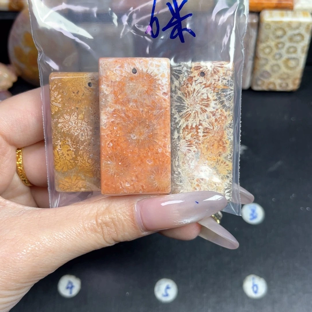 硅化珊瑚（珊瑚玉）未镶嵌吊坠