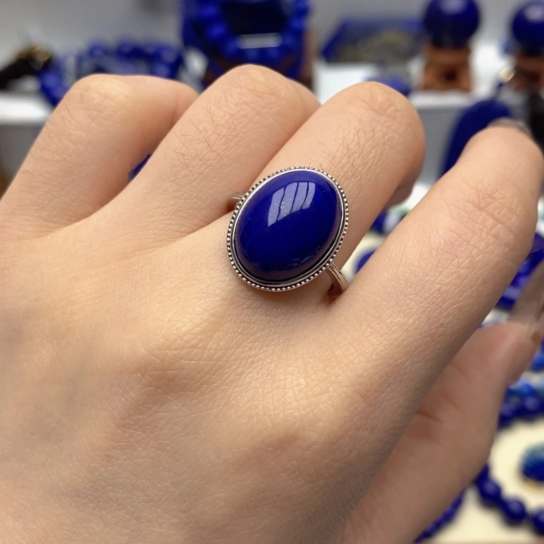 青金石银S925镶嵌戒指