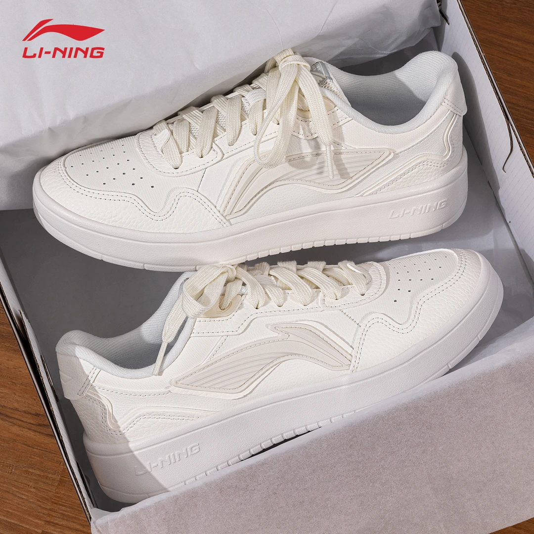 李宁元宝女鞋板鞋2025春季新款低帮轻便潮鞋时尚休闲鞋百搭小白鞋