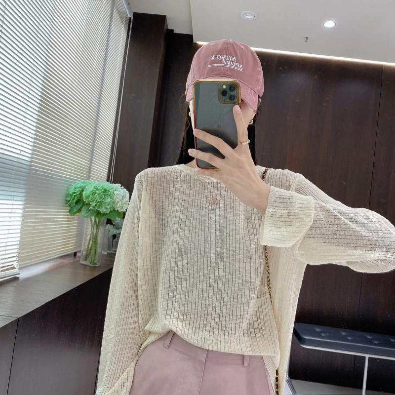 IMFLY金小金自制女装 针织衫DYW9172简约圆领轻薄透气针织罩衫