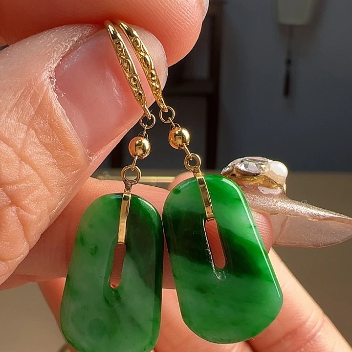 翡翠耳饰18K金镶嵌耳饰