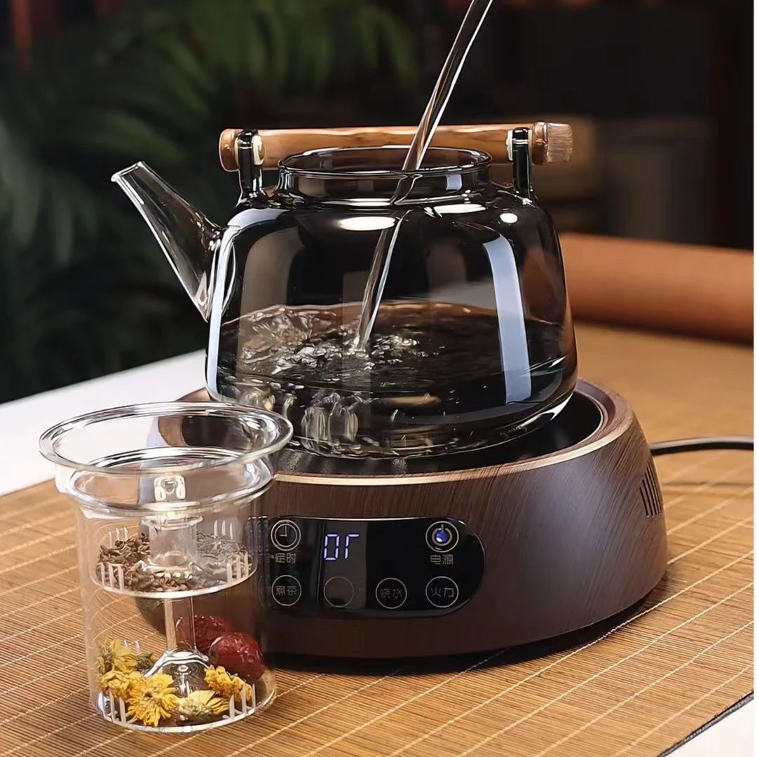 新款木把玻璃提梁壶家用煮茶器电陶炉小型大容量煮茶壶烧水泡茶壶