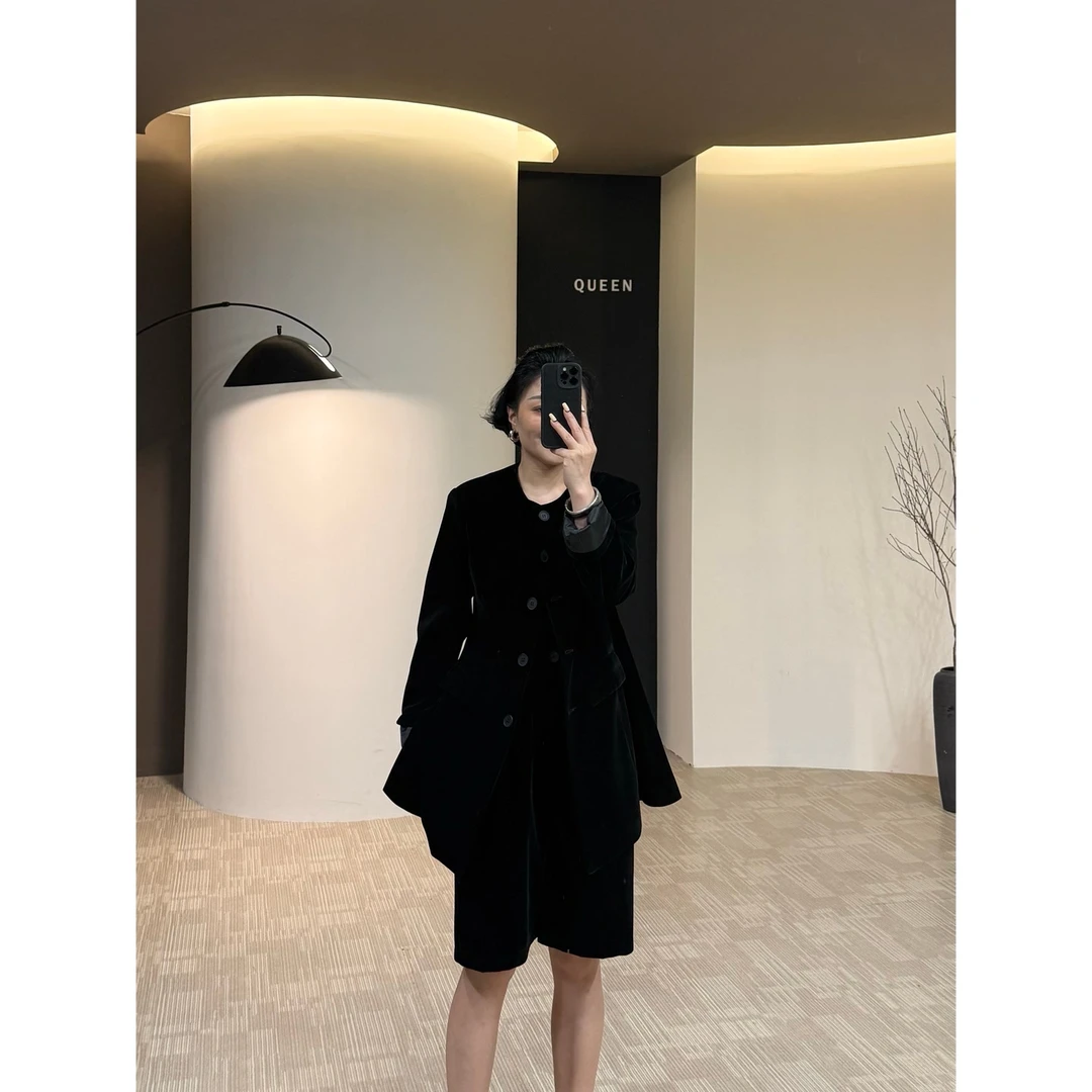 美丽定制极简金丝绒沙漏西服160斤以内（241058）