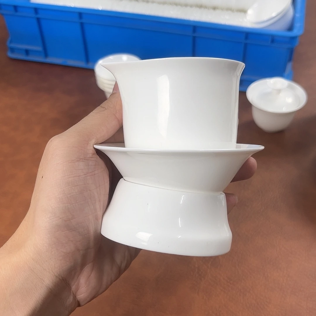 公道杯+茶漏过滤组骨瓷套装