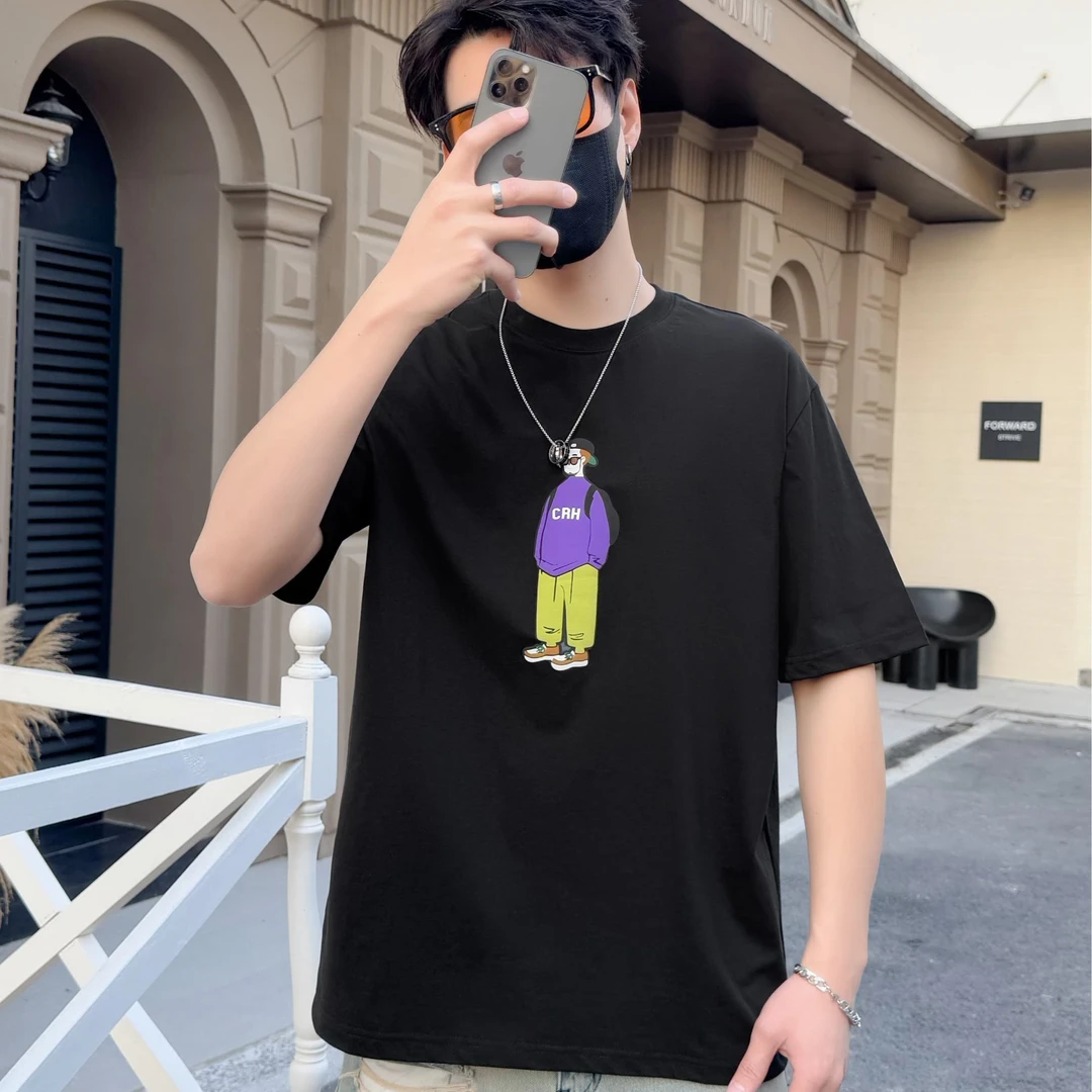 潮流印花轻熟风T恤短袖休闲情侣时尚夏装百搭夏季圆领