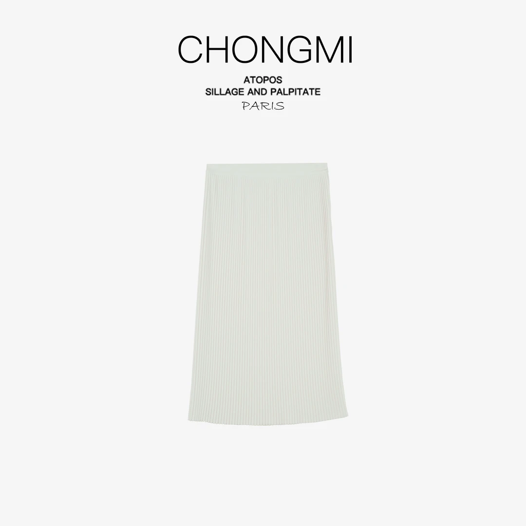 双色时尚风琴百褶女士半身裙2025春季新款百搭直筒休闲女裙