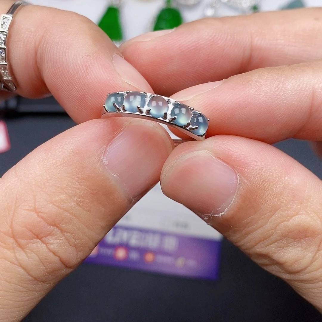 翡翠戒指银S925镶嵌戒指