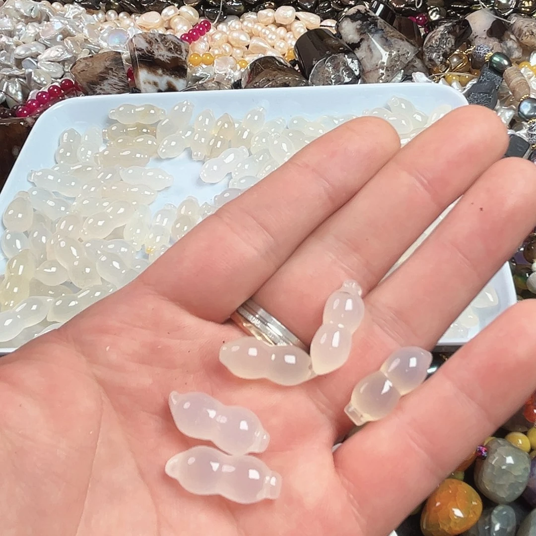 玛瑙/玉髓合金珠宝半成品A610，天然荔枝冻花生5个一份