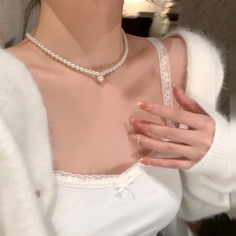 韩系双面闪锆珍珠项链女配饰高级感轻奢小众气质颈链choker锁骨链