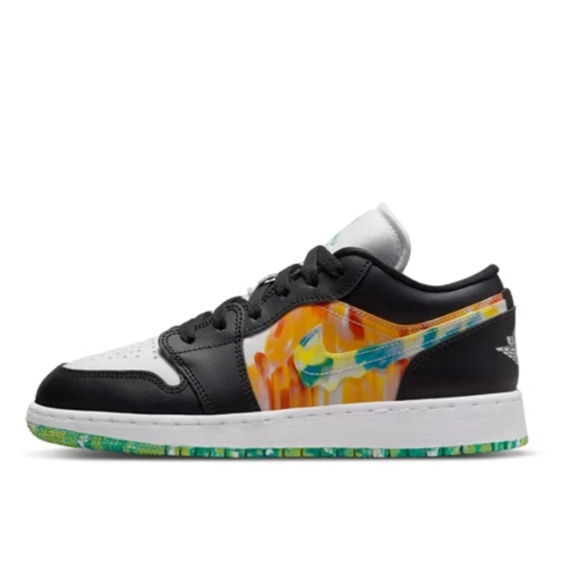 Jordan Air Jordan 1 Low SE皮革 轻便低帮板鞋黑绿橙DJ6252-038