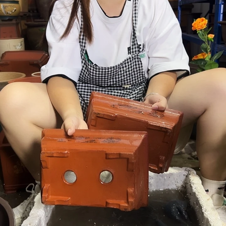 宜兴紫砂花盆26+26红马槽