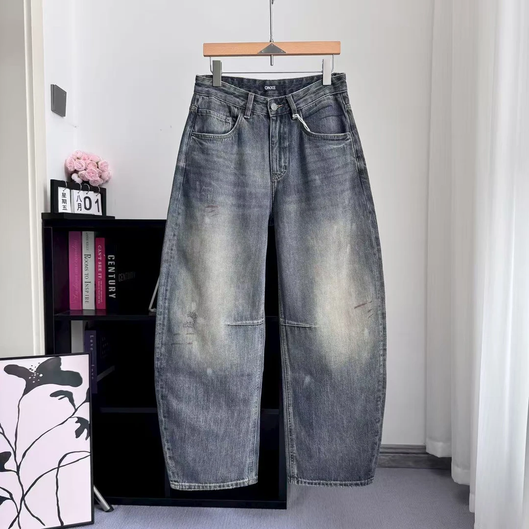 秋季水洗男士弯刀裤INS风男baggy牛仔裤cleanfit风80031L