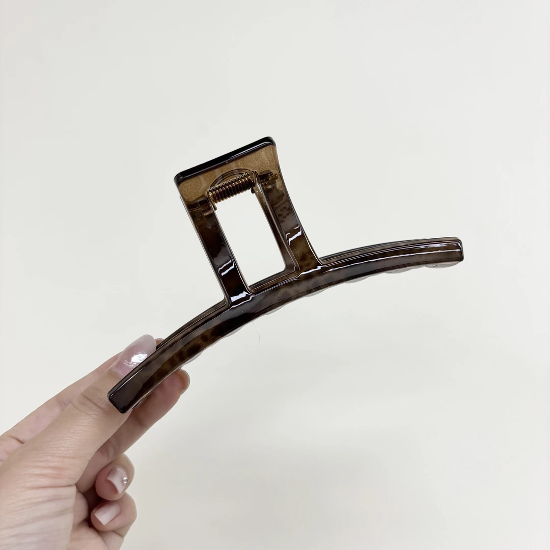 L302夕洛方框一字虎斑13cm抓夹简约风女法式日韩复古风发夹