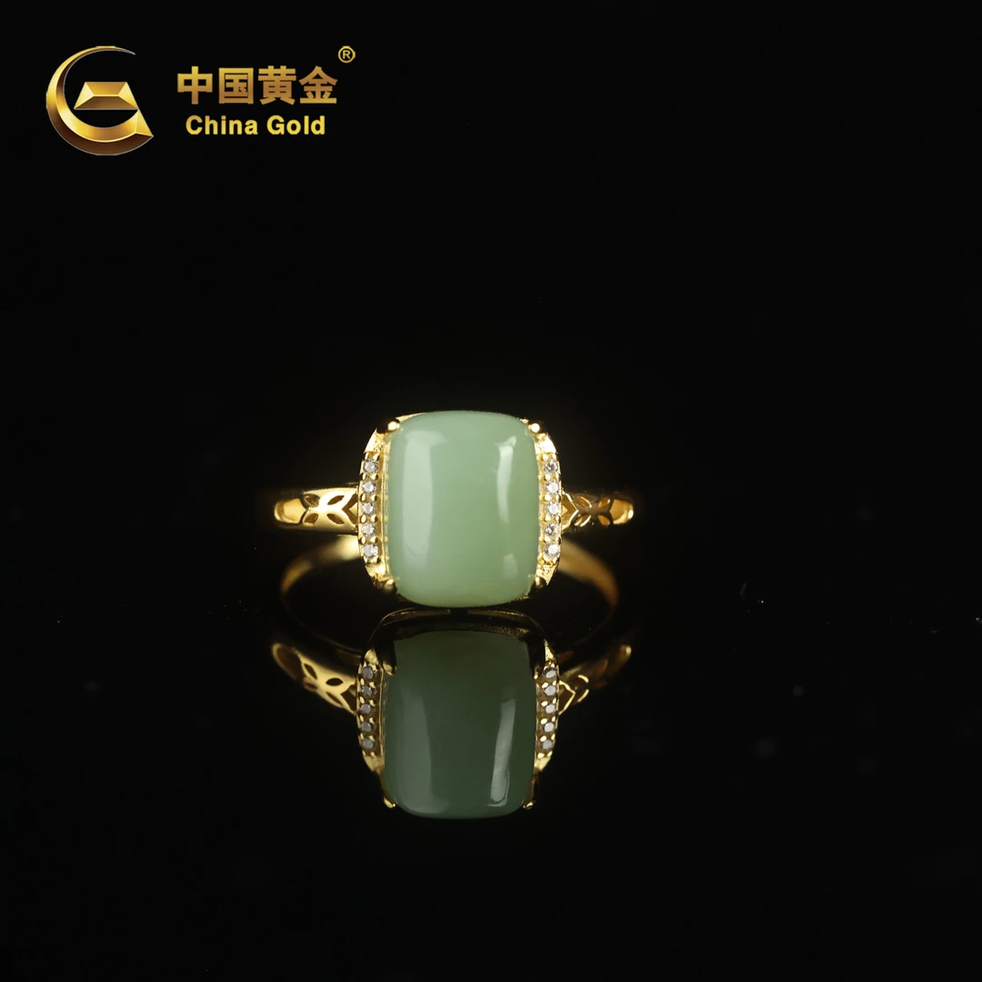 【中国黄金】汾霓 | 和田玉*戒指*S925银镶嵌-J1579-格