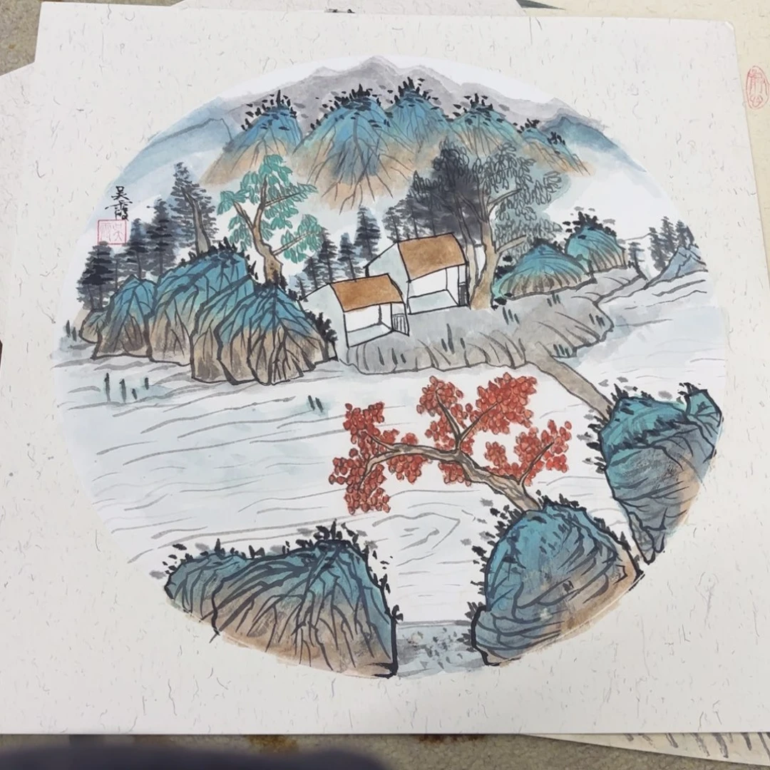 国画翠华卡纸作品艺