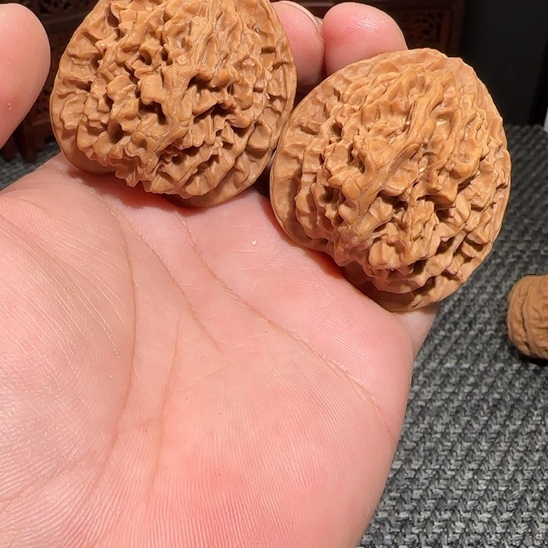 文玩核桃把件44 天残脚京八对 微瑕疵