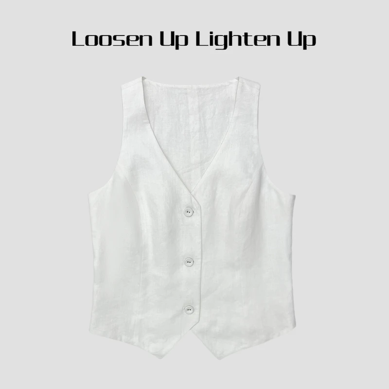 Loosen Up【慵懒松弛感】老钱静奢风马甲法国雨露麻显瘦v领马夹女