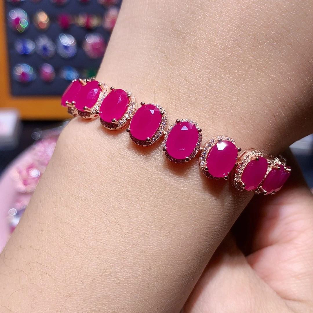 手链红宝石银S925镶嵌