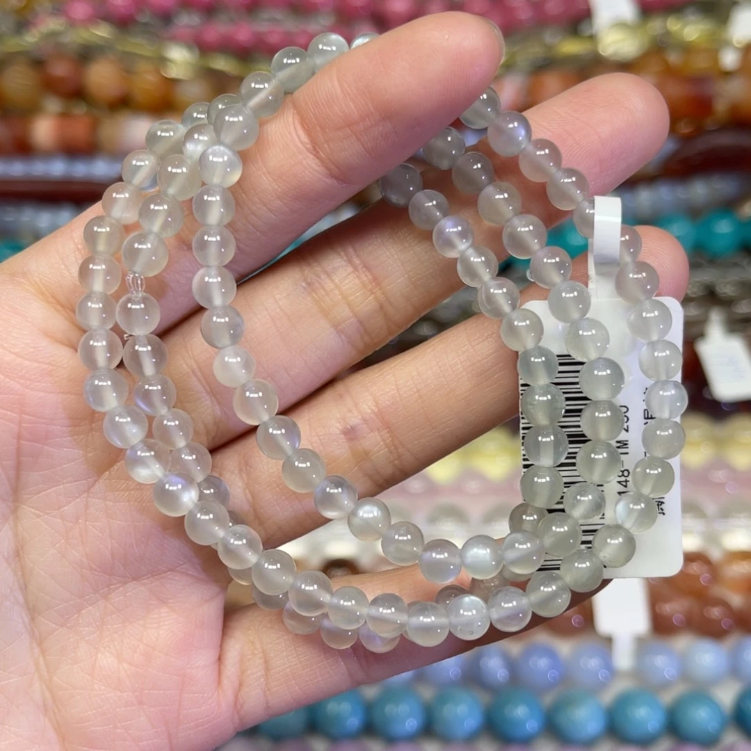 玛瑙/玉髓散珠天然银月光卡5.2三圈