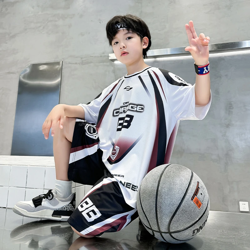 男童速干冰丝套装儿童夏装篮球服2025新款潮酷夏季薄款运动两件套