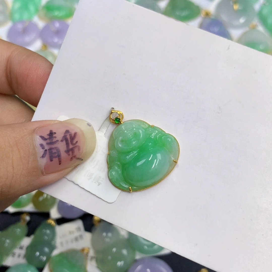 善***意颈饰18K金镶嵌翡翠翡翠