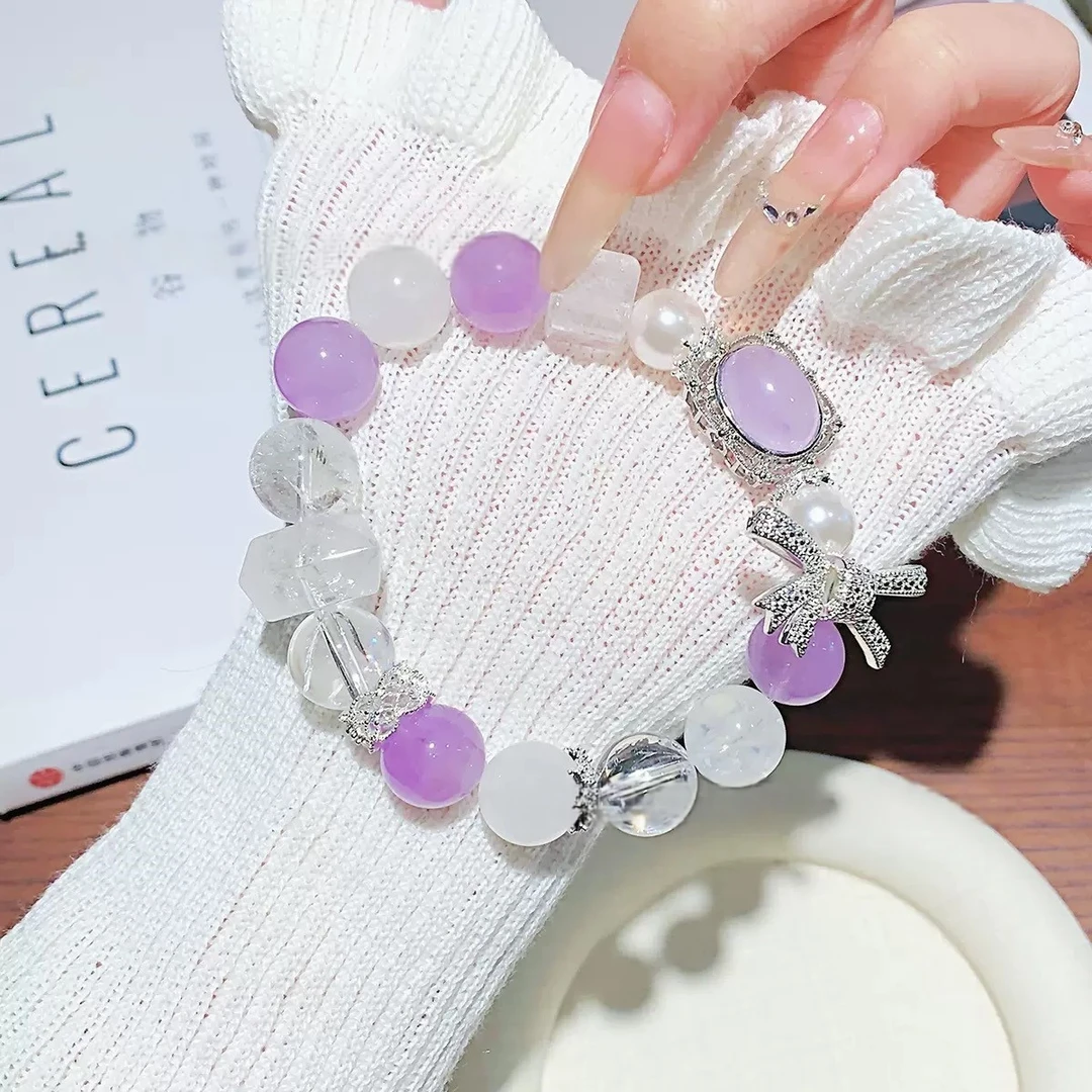 公主的手环【紫水晶白幽灵白水晶】天然水晶设计款手串