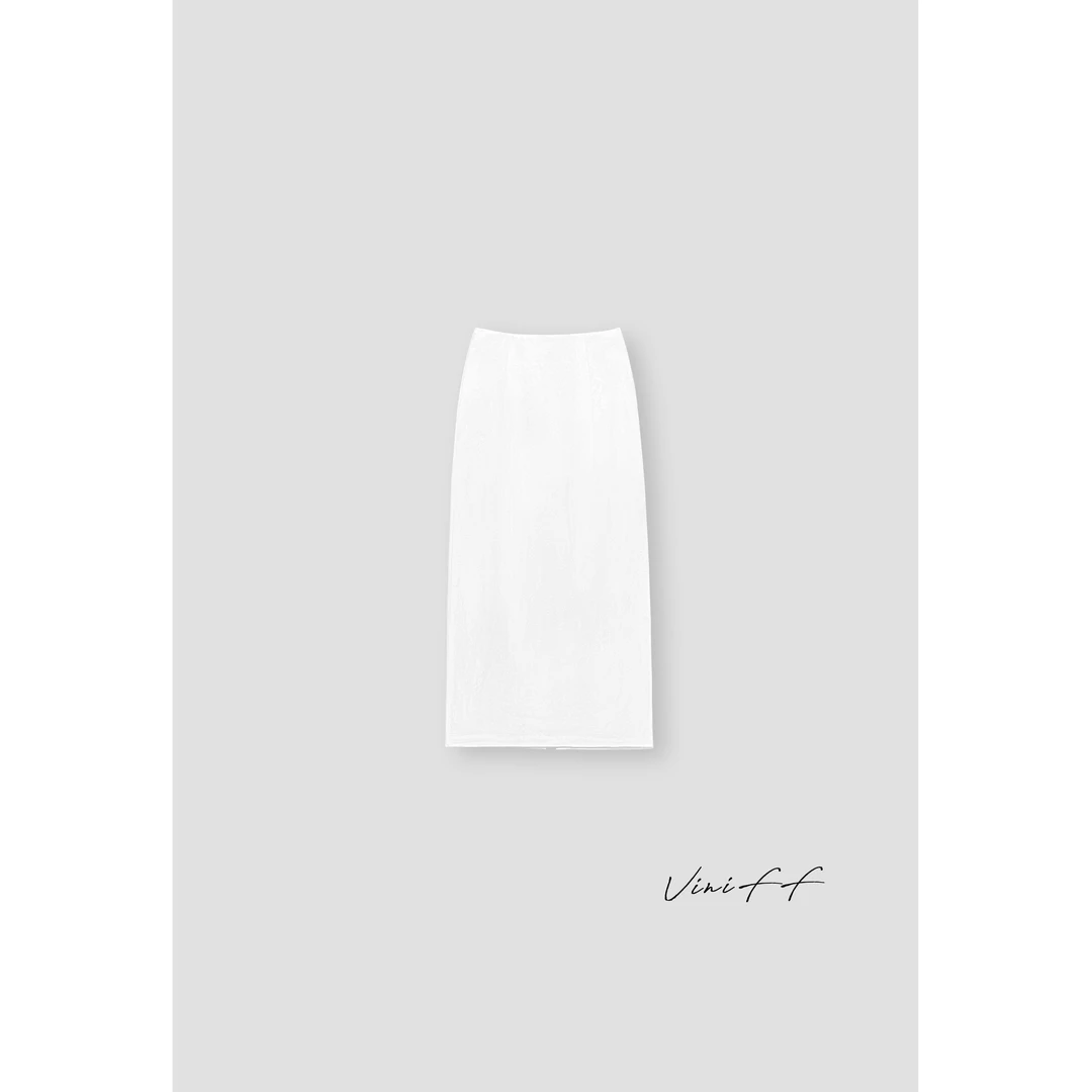 ViniFF薇妮｜时尚简约纯色亚麻半裙D40702