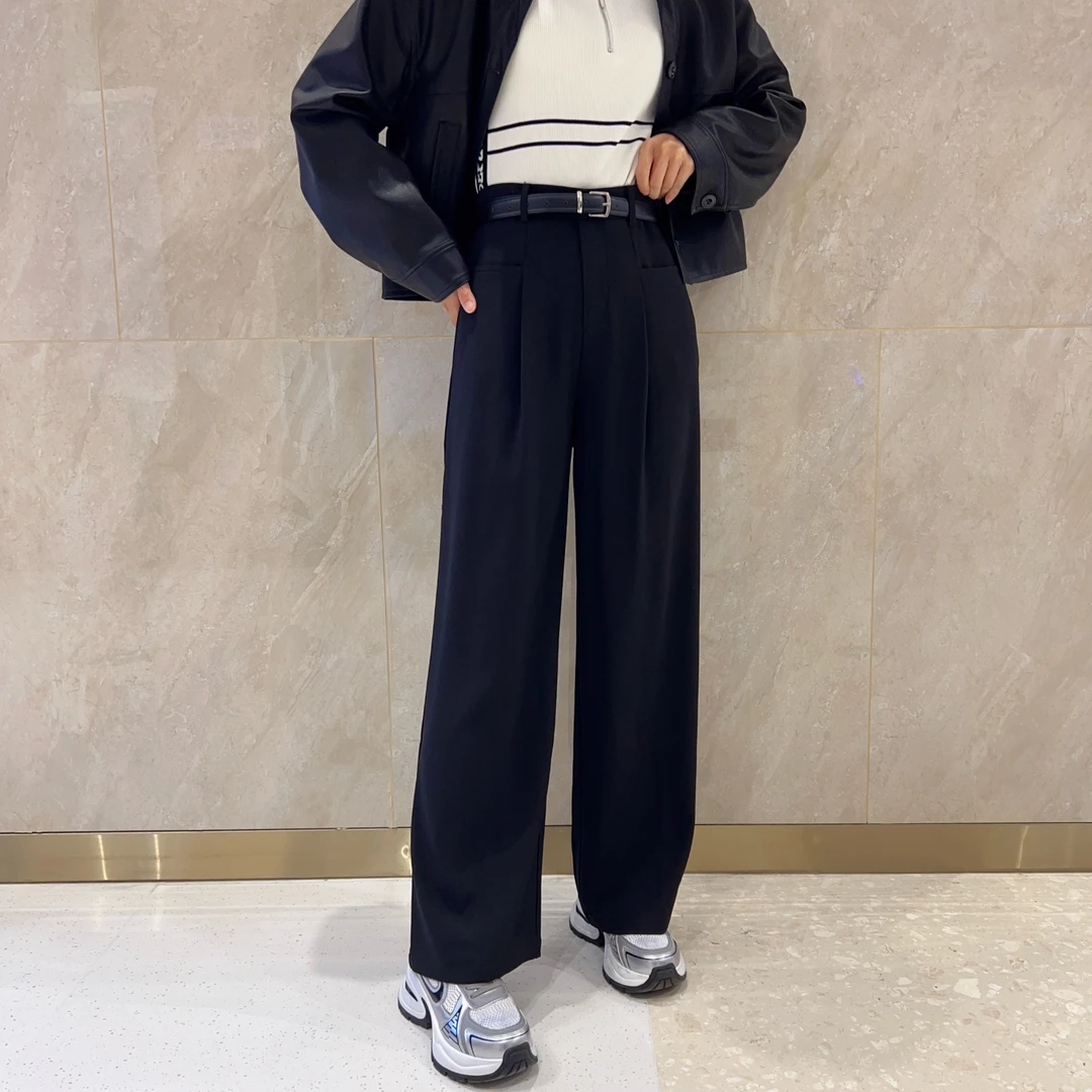 早秋款高腰直筒阔腿裤新款女装长裤薄款西装裤职场风显瘦西裤5B69