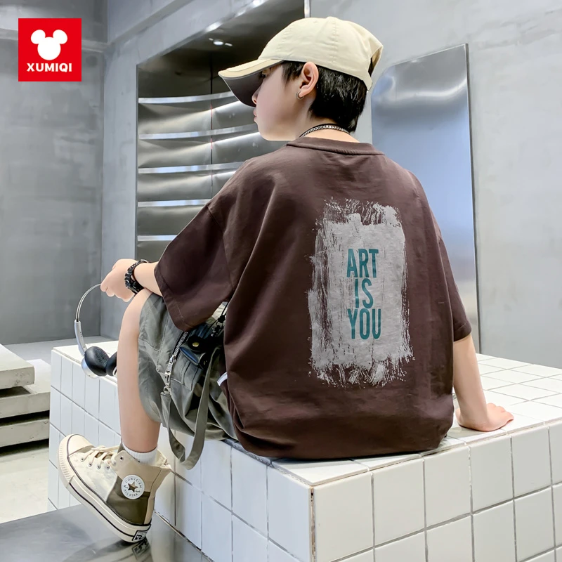 男童美式短袖T恤夏季新款休闲男孩t恤半袖中大童炸街韩版宽松儿童