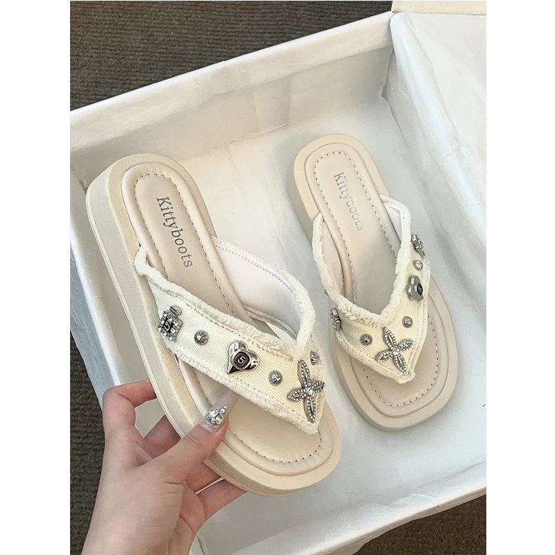 厚底增高人字拖鞋女夏季时尚外穿2025年新款网红高级感舒适凉拖鞋