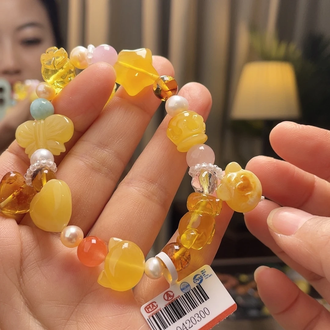 蜜蜡未镶嵌裸石手串