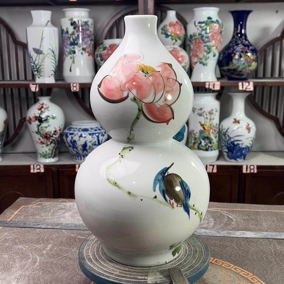 陶摆件景德镇陶瓷葫荷鸟