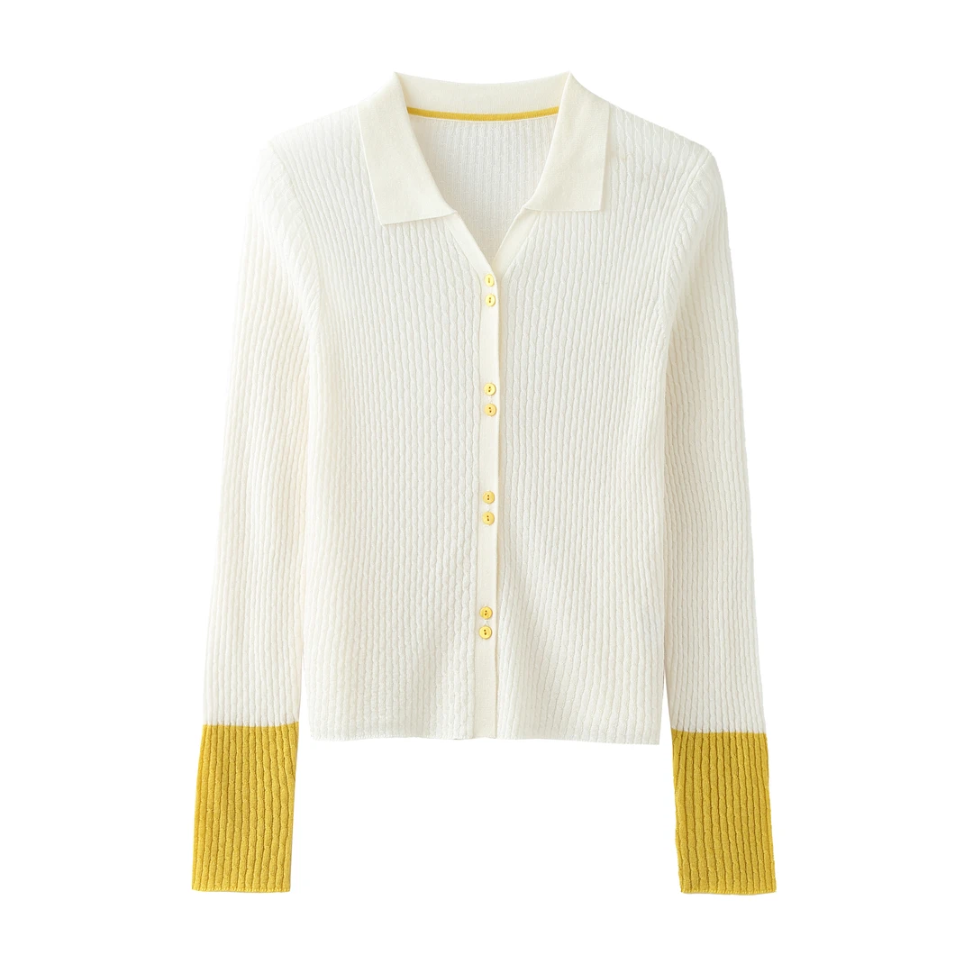 时尚气质上衣薄款毛针织衫OL风不褪色翻领冬季短款春季毛衫