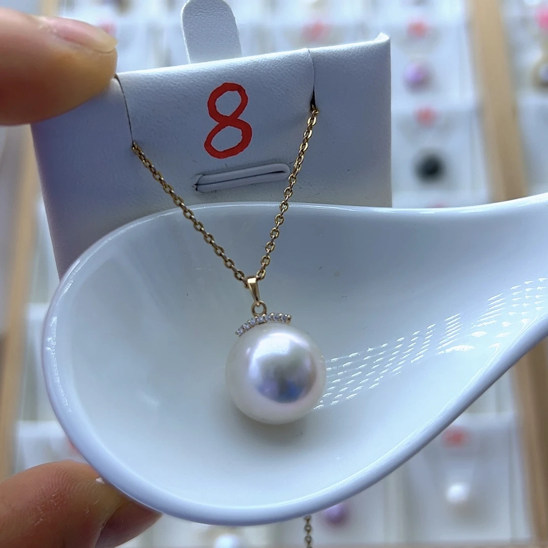 吊坠(不含链)18K金镶嵌淡水珍珠13-14mm