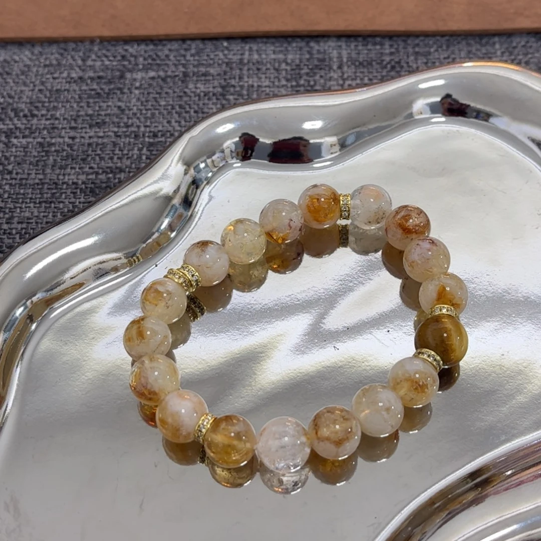 白玉菩提手串金光闪闪